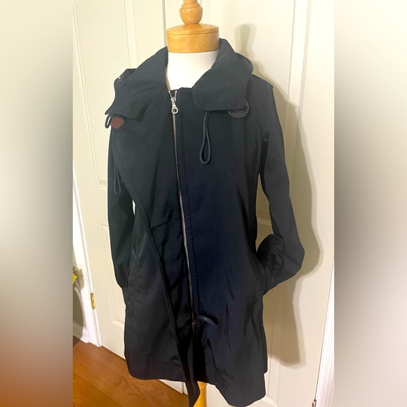 L.A.M.B. By Gwen Stefani Navy Nylon Twill Hooded Pea Trench Coat Long Jacket - Picture 5 of 13